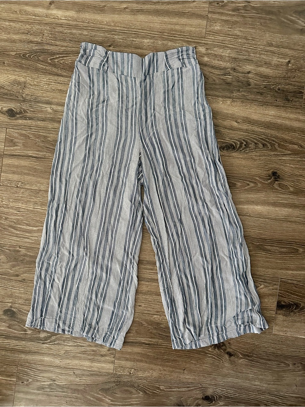 American Eagle Striped Wide-Leg Pants - Blue & White